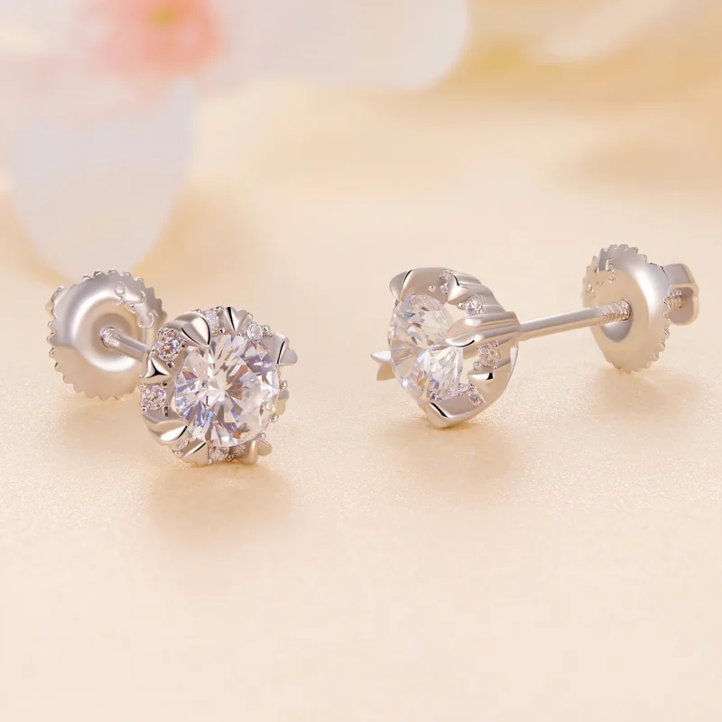 (image for) Pandora Style Exquisite Moissanite Studs Earrings (with Two Certificates) - MSE0 - View 3