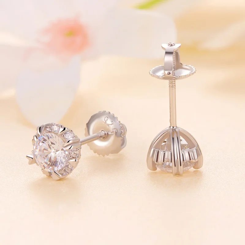(image for) Pandora Style Exquisite Moissanite Studs Earrings (with Two Certificates) - MSE0 - View 4