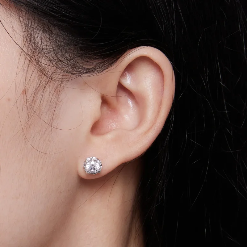 (image for) Pandora Style Exquisite Moissanite Studs Earrings (with Two Certificates) - MSE0 - View 5