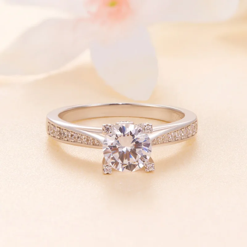 (image for) Pandora Style Exquisite Moissanite Wedding Ring - MSR026 - View 3
