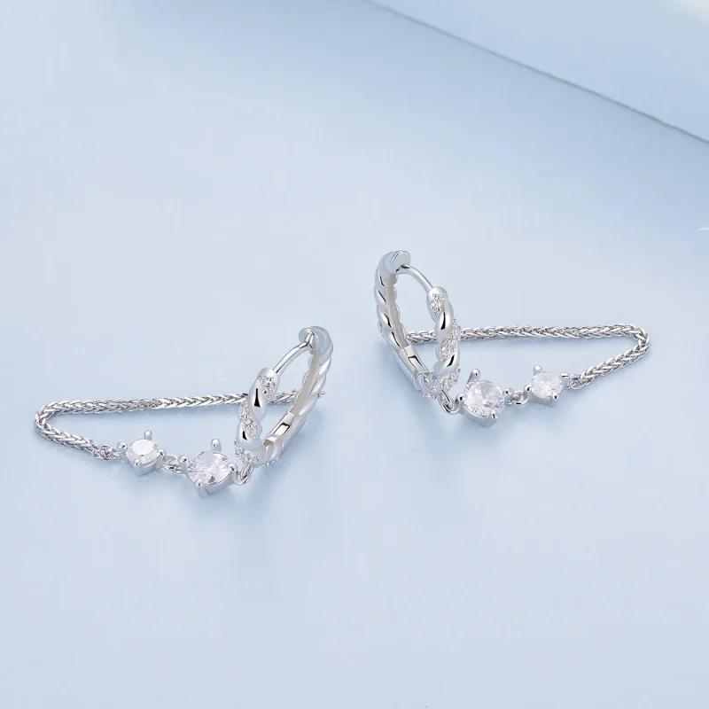 (image for) Pandora Style Exquisite Tassel Hoop Earrings - BSE822 - View 4