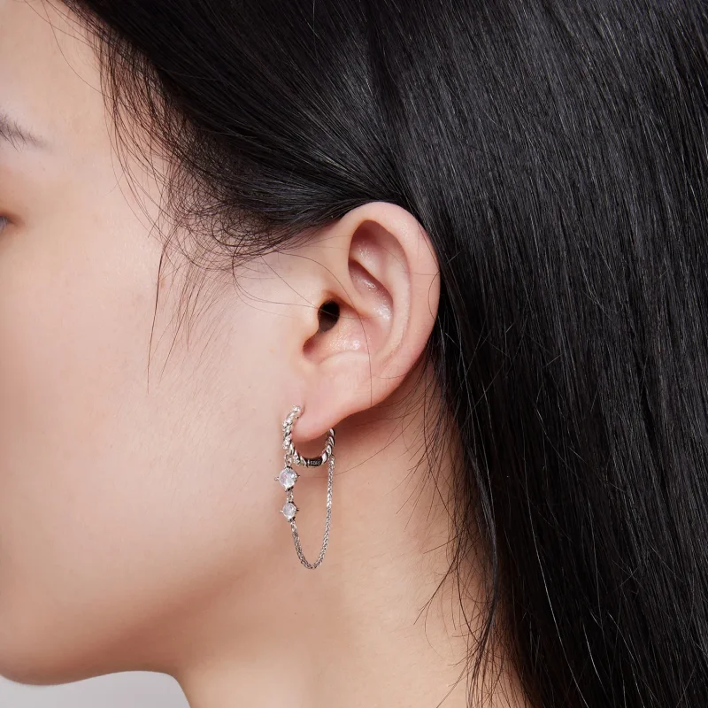 (image for) Pandora Style Exquisite Tassel Hoop Earrings - BSE822 - View 5