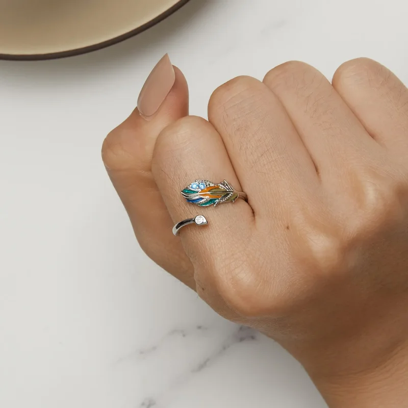 (image for) Pandora Style Feather Ring - BSR469-E - View 6