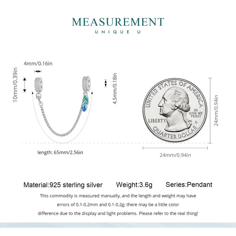 (image for) Pandora Style Feather Safe Chain - BSC914 - View 5