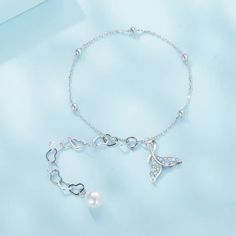 (image for) Pandora Style Fishtail Shell Beads Chain Bracelet - SCB257 - View 2