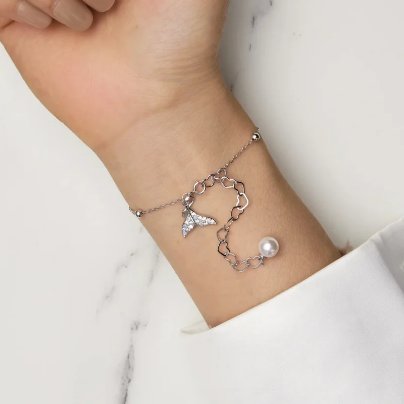 (image for) Pandora Style Fishtail Shell Beads Chain Bracelet - SCB257 - View 6