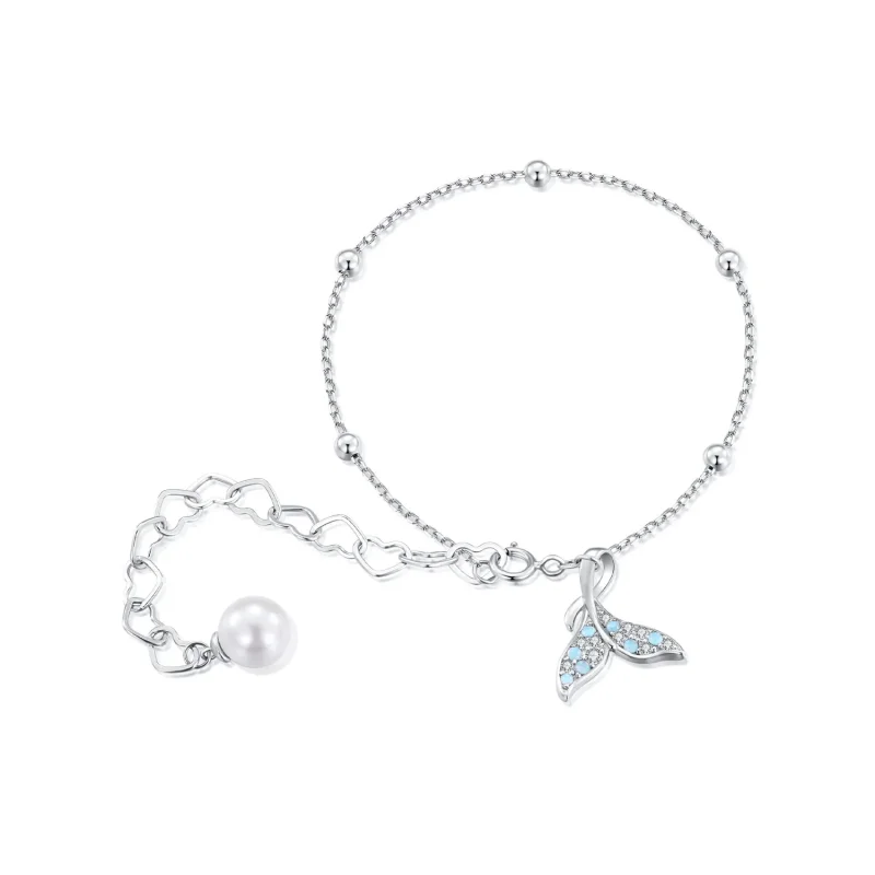 (image for) Pandora Style Fishtail Shell Beads Chain Bracelet - SCB257 - Product Image
