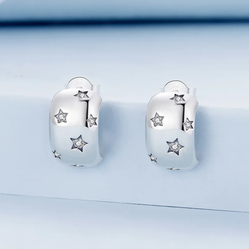 (image for) Pandora Style Flash Star Studs Earrings - BSE884 - View 2