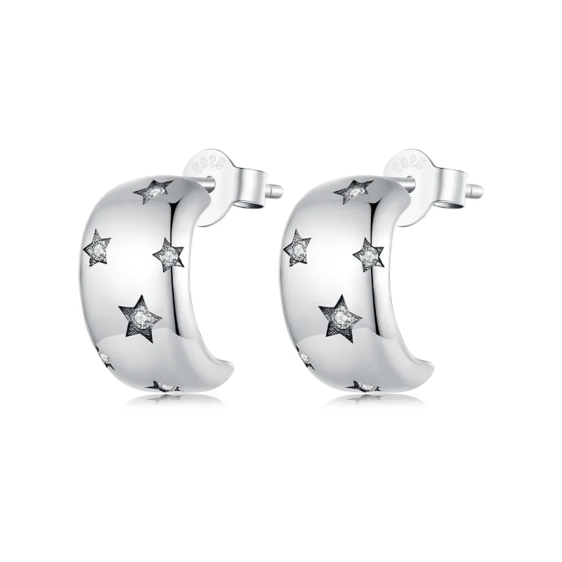 (image for) Pandora Style Flash Star Studs Earrings - BSE884 - Product Image