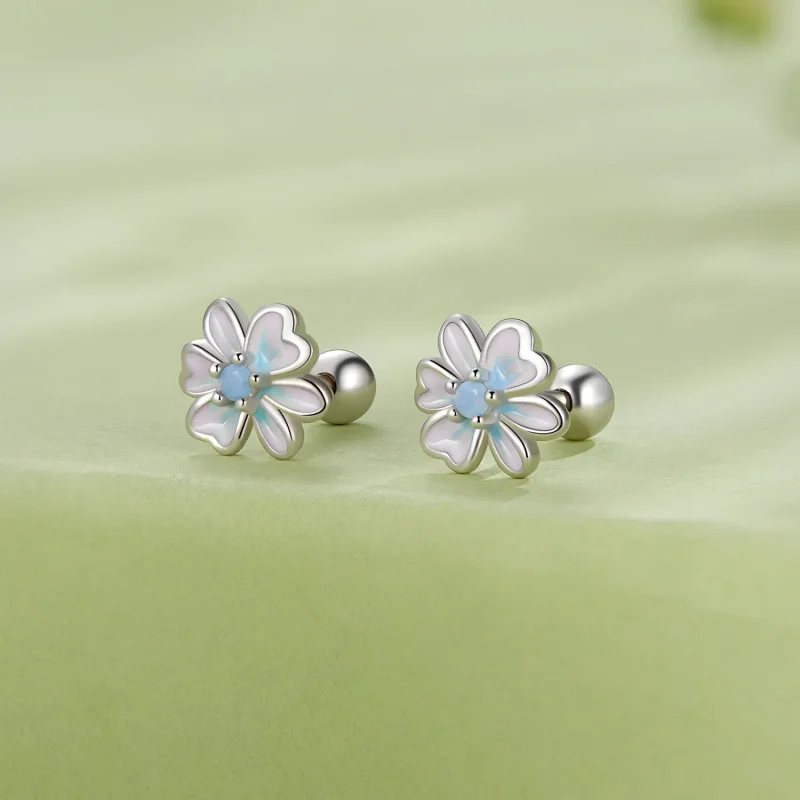 (image for) Pandora Style Flower Studs Earrings - SCE1572 - View 2