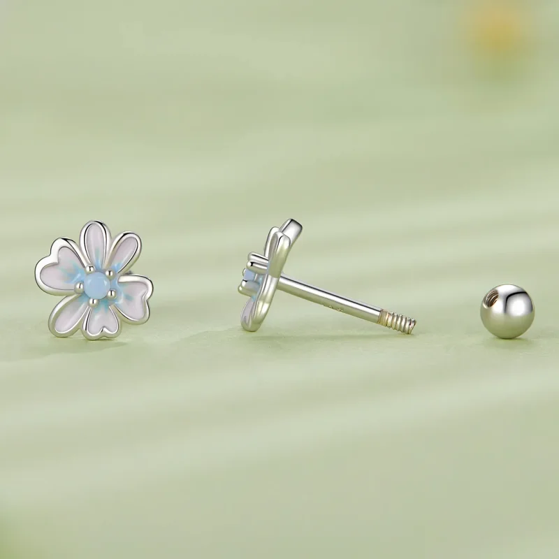 (image for) Pandora Style Flower Studs Earrings - SCE1572 - View 3