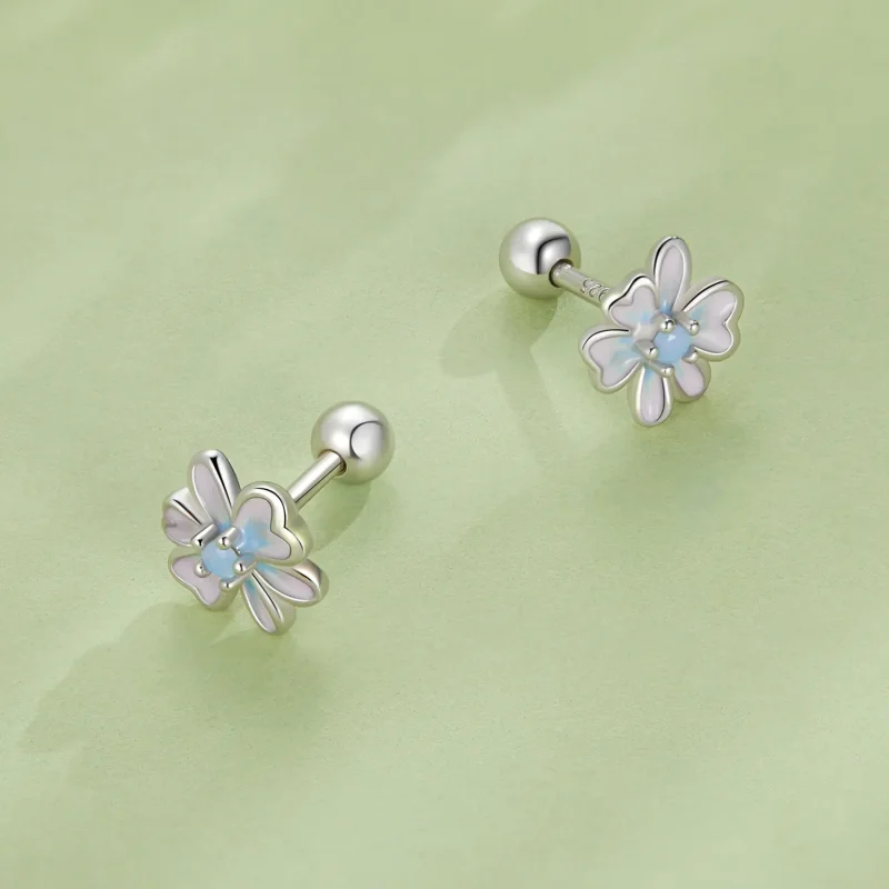 (image for) Pandora Style Flower Studs Earrings - SCE1572 - View 4