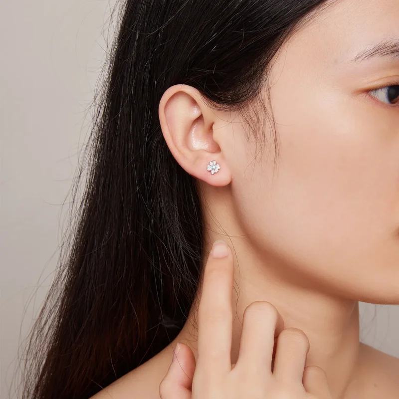 (image for) Pandora Style Flower Studs Earrings - SCE1572 - View 6