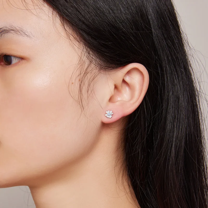 (image for) Pandora Style Flower Studs Earrings - SCE1572 - View 7