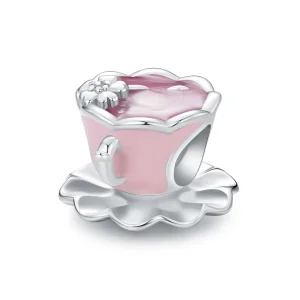 (image for) Pandora-style Flower Tea Cup Charm - SCC2563
