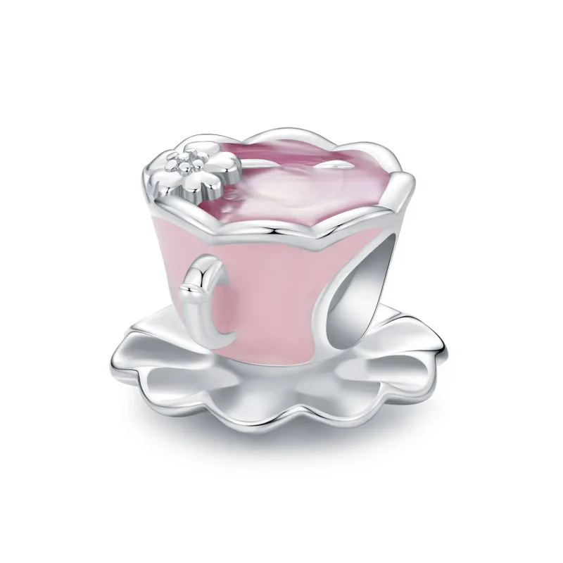 (image for) Pandora-style Flower Tea Cup Charm - SCC2563 - Product Image