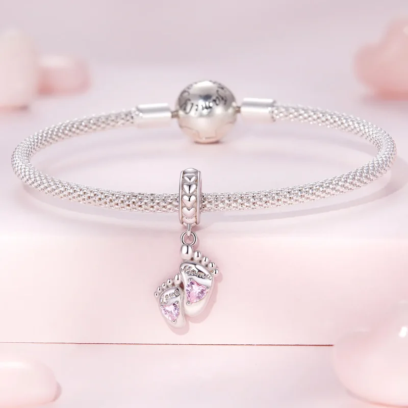 (image for) Pandora Style Footprints of Love Dangle - BSC825 - View 3