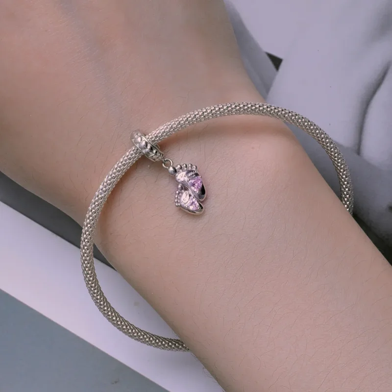 (image for) Pandora Style Footprints of Love Dangle - BSC825 - View 5