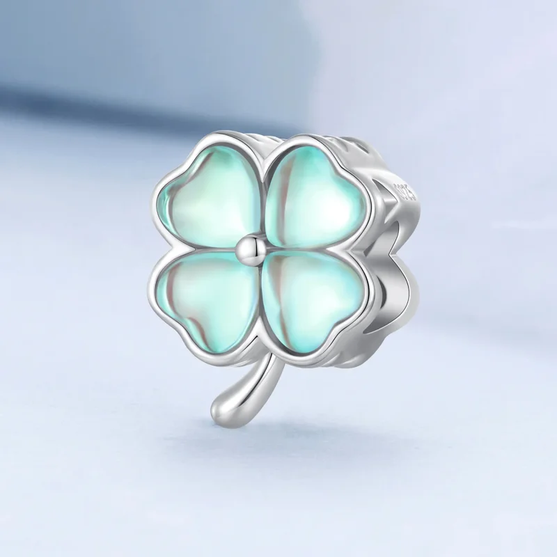 (image for) Pandora Style Four Leaf Clover Charm - BSC733-GN - View 2