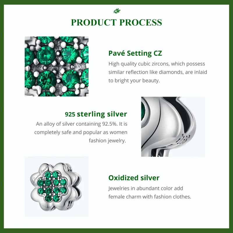 (image for) Pandora Style Four Leaf Clover Charm - SCC2604 - View 5