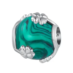 (image for) Pandora Style Four Leaf Clover Malachite Charm - SCC2489