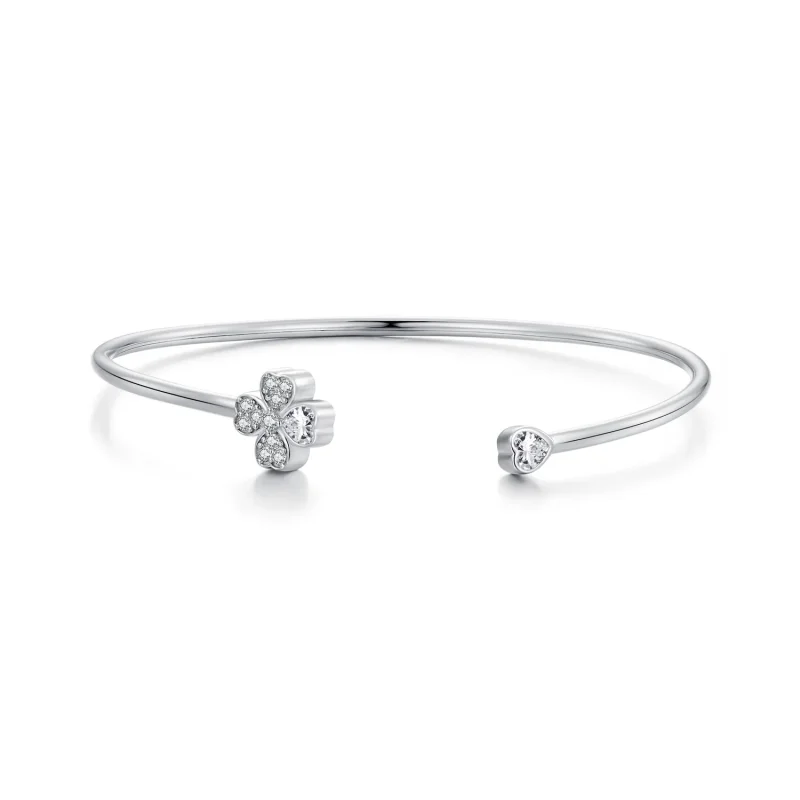 (image for) Pandora Style Four Leaf Clover Open Bangle - BSB134 - Product Image