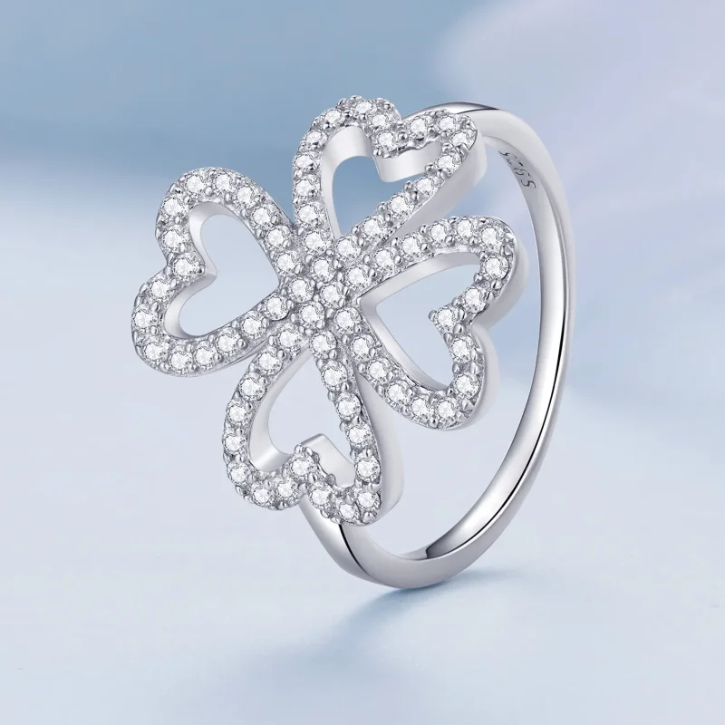 (image for) Pandora Style Four Leaf Clover Ring - BSR399 - View 2