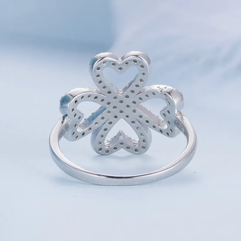 (image for) Pandora Style Four Leaf Clover Ring - BSR399 - View 4