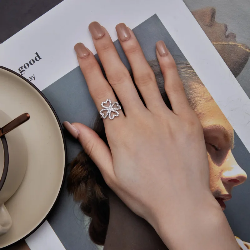 (image for) Pandora Style Four Leaf Clover Ring - BSR399 - View 5