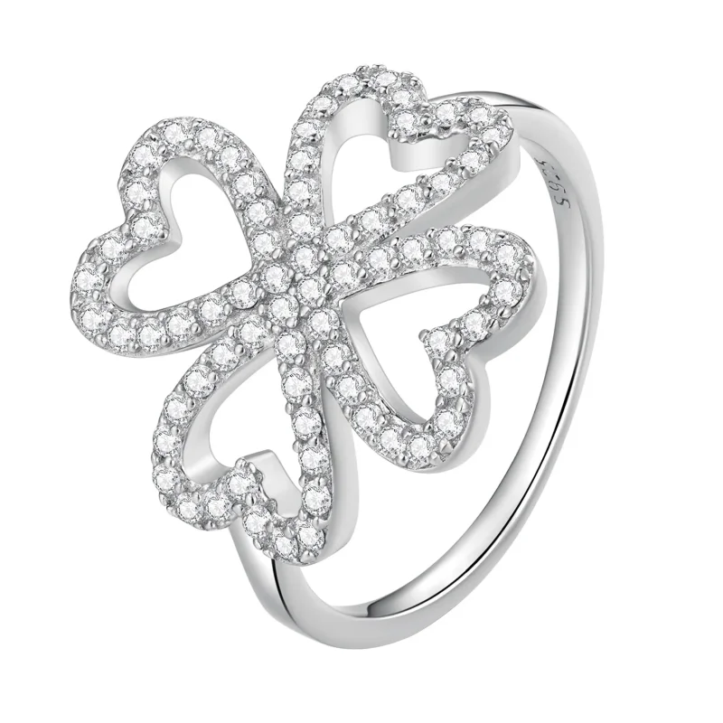 (image for) Pandora Style Four Leaf Clover Ring - BSR399 - Product Image