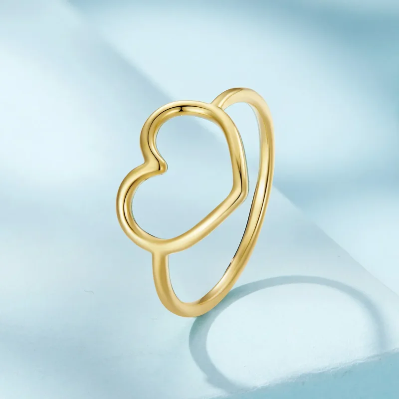 (image for) Pandora Style Gold Heart Shaped Ring - SCR641-B - View 2