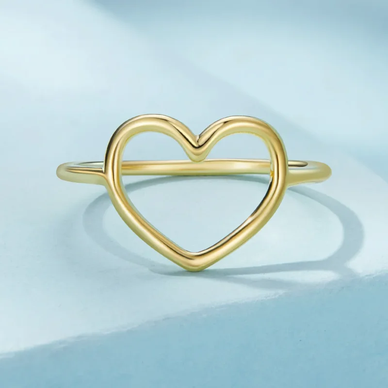 (image for) Pandora Style Gold Heart Shaped Ring - SCR641-B - View 3