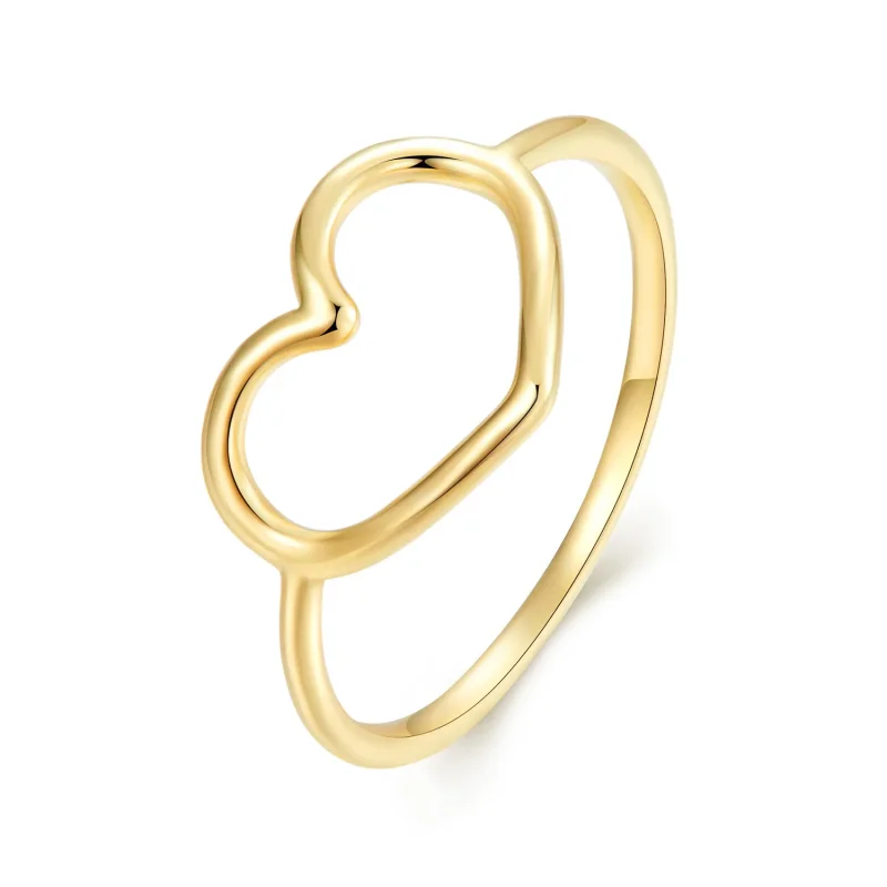 (image for) Pandora Style Gold Heart Shaped Ring - SCR641-B - View 4
