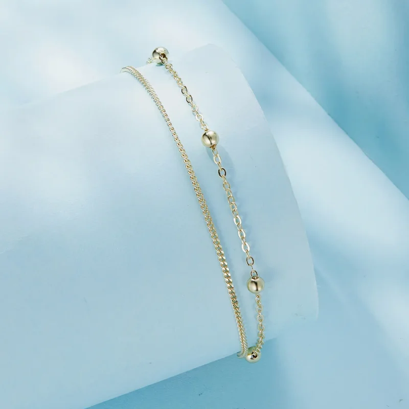 (image for) Pandora Style Golden Bead Chain Bracelet - SCB131-B - View 2