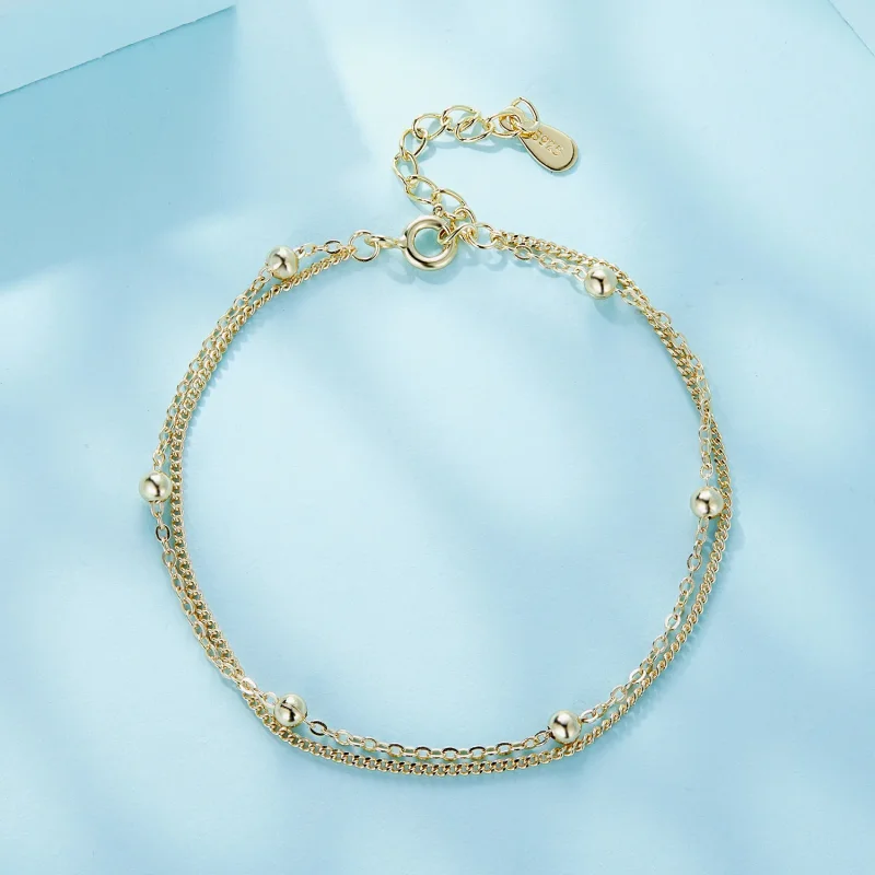 (image for) Pandora Style Golden Bead Chain Bracelet - SCB131-B - View 3