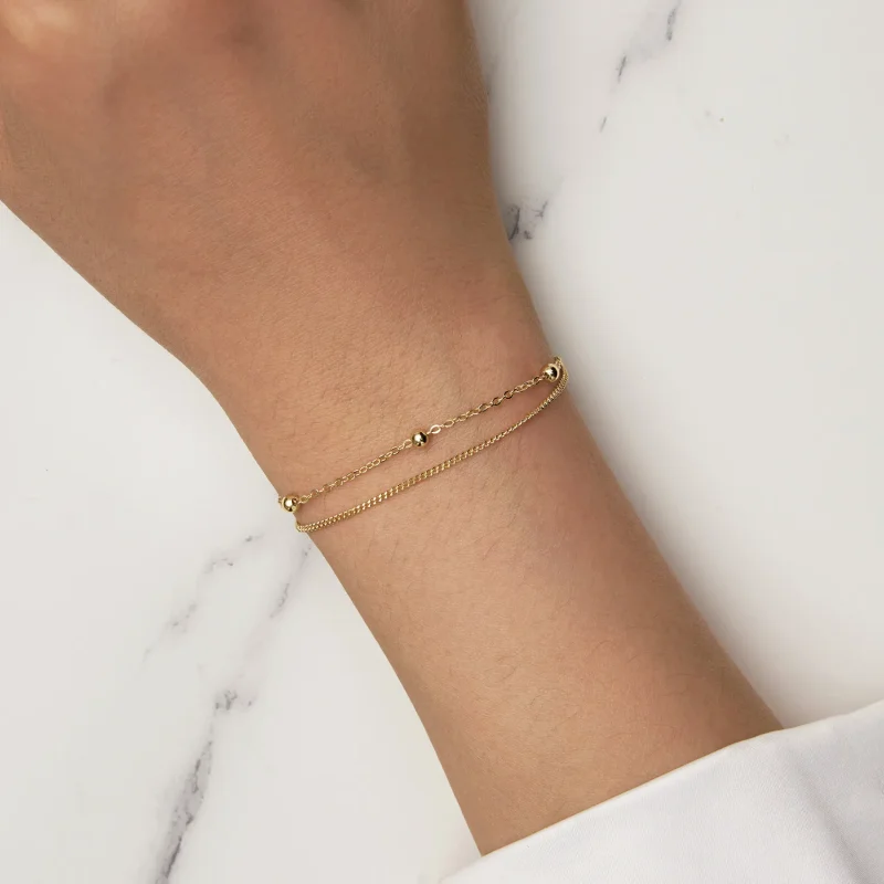 (image for) Pandora Style Golden Bead Chain Bracelet - SCB131-B - View 6