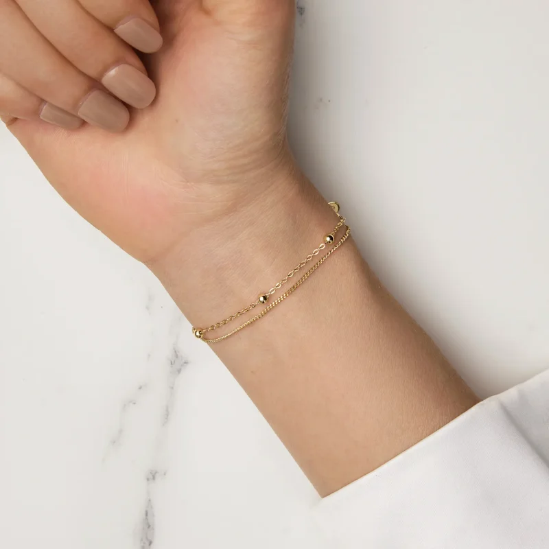 (image for) Pandora Style Golden Bead Chain Bracelet - SCB131-B - View 7