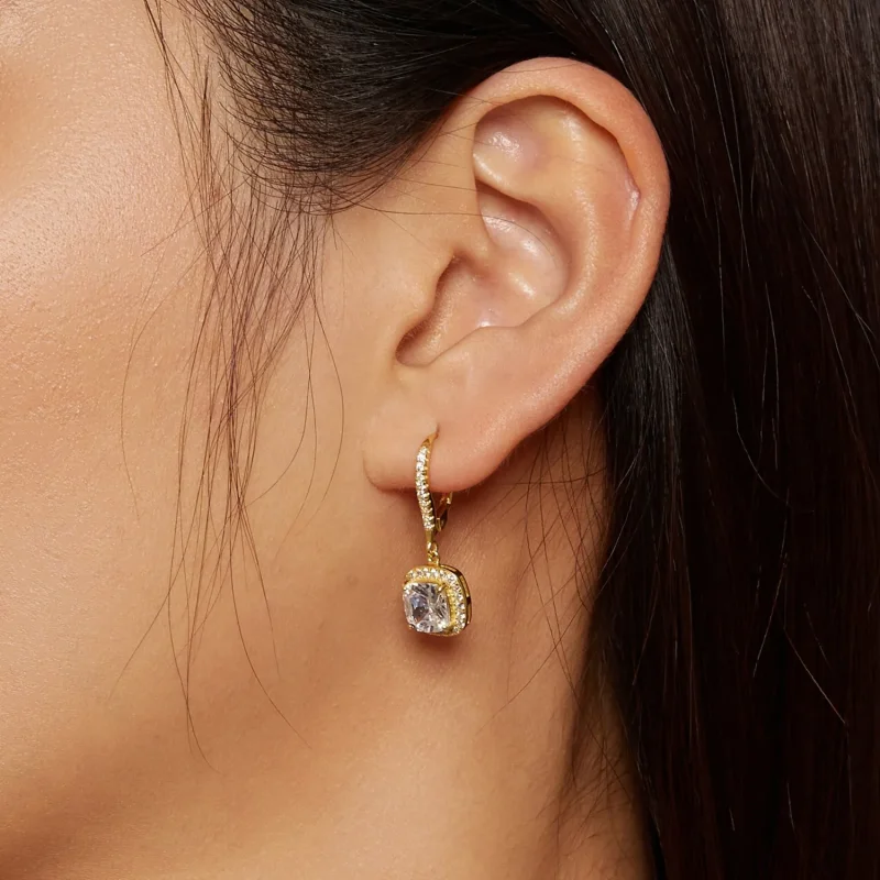 (image for) Pandora Style Golden Bright Time Dangle Earrings - SCE520-B - View 7