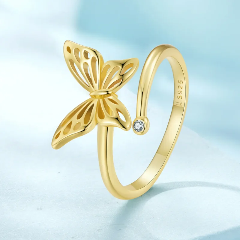 (image for) Pandora Style Golden Butterfly Dream Ring - SCR448-B - View 2