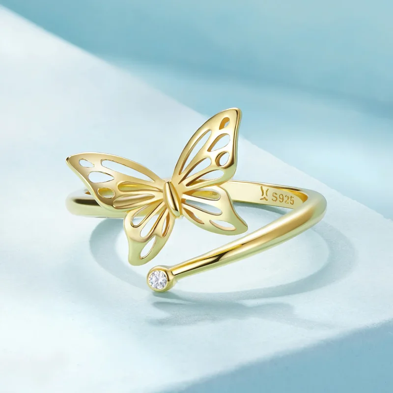 (image for) Pandora Style Golden Butterfly Dream Ring - SCR448-B - View 3