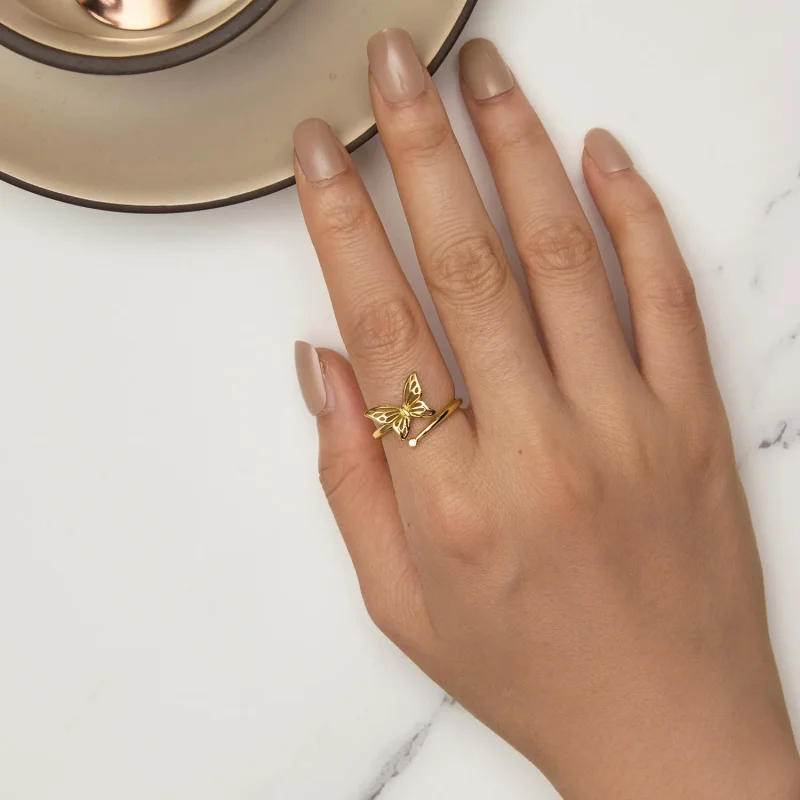 (image for) Pandora Style Golden Butterfly Dream Ring - SCR448-B - View 5