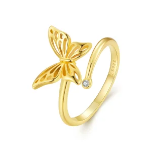 (image for) Pandora Style Golden Butterfly Dream Ring - SCR448-B