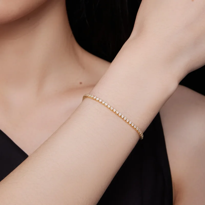 (image for) Pandora Style Golden Exquisite Zircon Chain Bracelet - BSB097-B - View 8