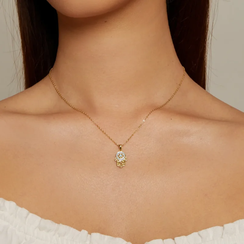 (image for) Pandora Style Golden Fatima's Guardian Necklace - SCN264-B - View 5