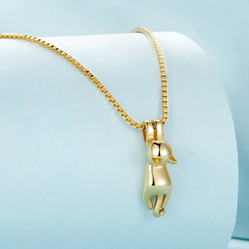 (image for) Pandora Style Golden Kitten Necklace - SCN032-B - View 3