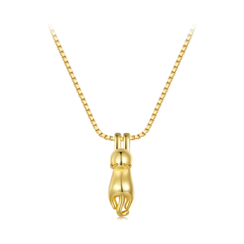 (image for) Pandora Style Golden Kitten Necklace - SCN032-B - Product Image