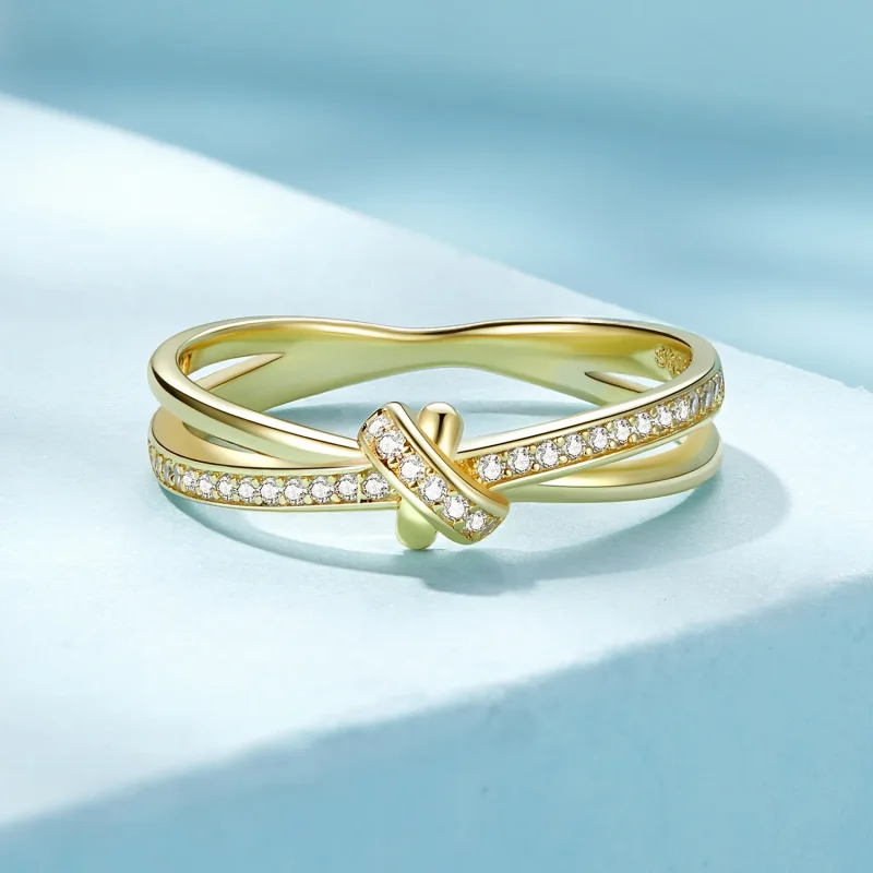 (image for) Pandora Style Golden Knot Ring - SCR896-B - View 3