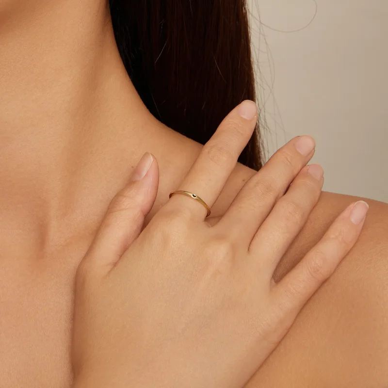 (image for) Pandora Style Golden Love Heart Ring - SCR468-B - View 4