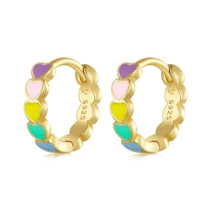 (image for) Pandora Style Golden Rainbow Love Hoop Earrings - SCE909-B