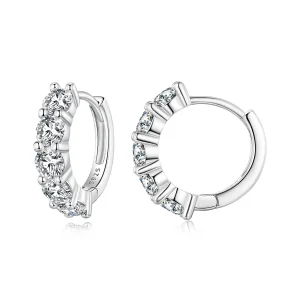 (image for) Pandora Style Half Hoop Moissanite Diamond Hoop Earrings - MSE033